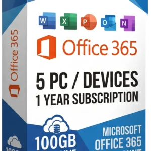 Office 365 Account – 5 PC / Devices – 1 Year Subscription + 100GB OneDrive